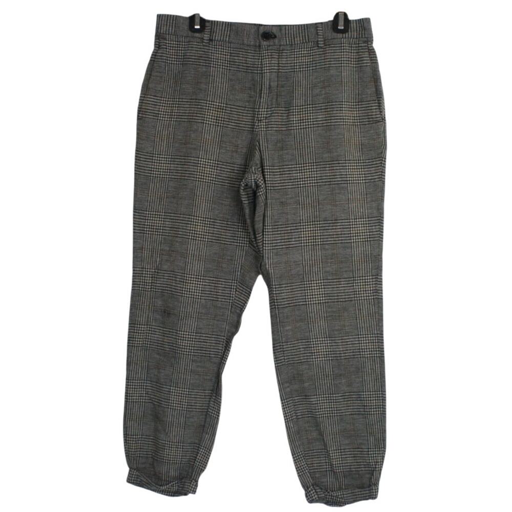 H&M Skinny Fit Plaid Jogger Pants Mens 31 Gray Check Cuffed